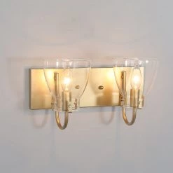Modern LNC Gold Clear Glass Vanity Light-2 Light Hot Sale