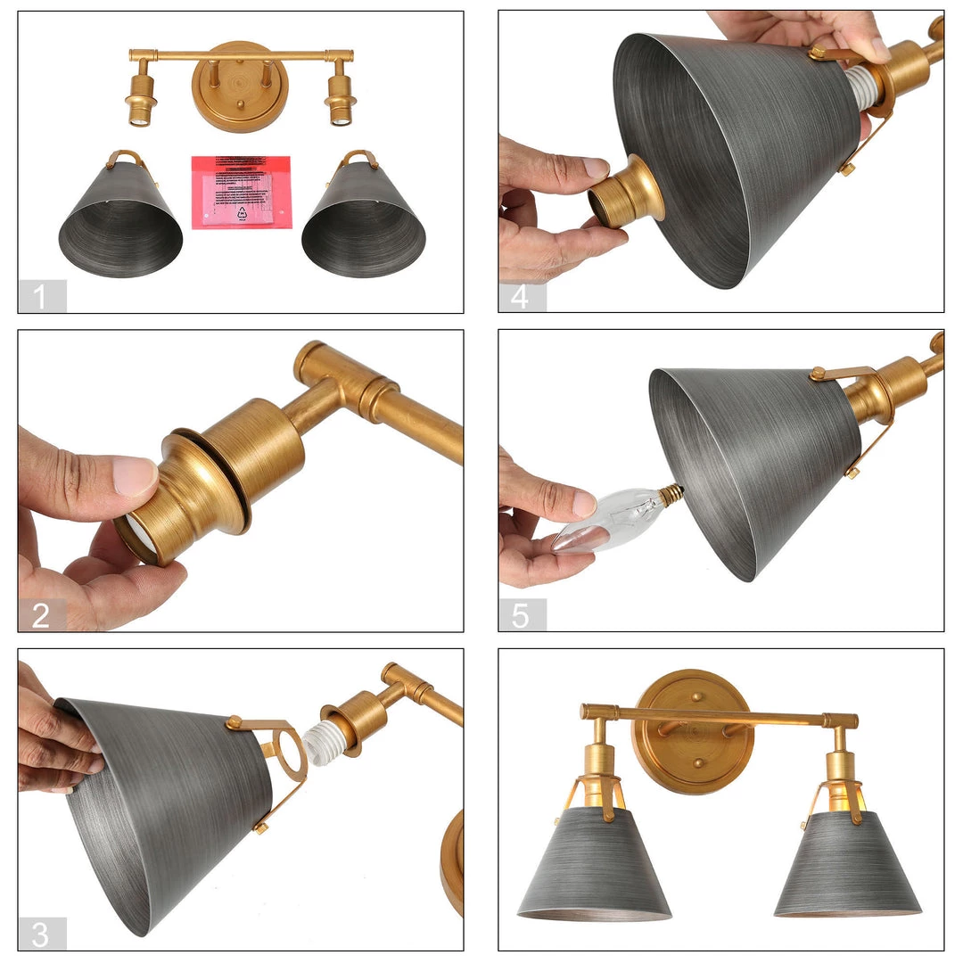 Modern Hot Sale LNC Industrial Bell Vanity - 2 Lights 11 Modern Hot Sale LNC Industrial Bell Vanity - 2 Lights