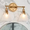 Modern LNC Gold Vanity Light With Tapered Glass Shades - 2 Lights