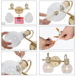 Hot Sale LNC Modern Gold Bathroom Light-2 Lights 19 Hot Sale LNC Modern Gold Bathroom Light-2 Lights