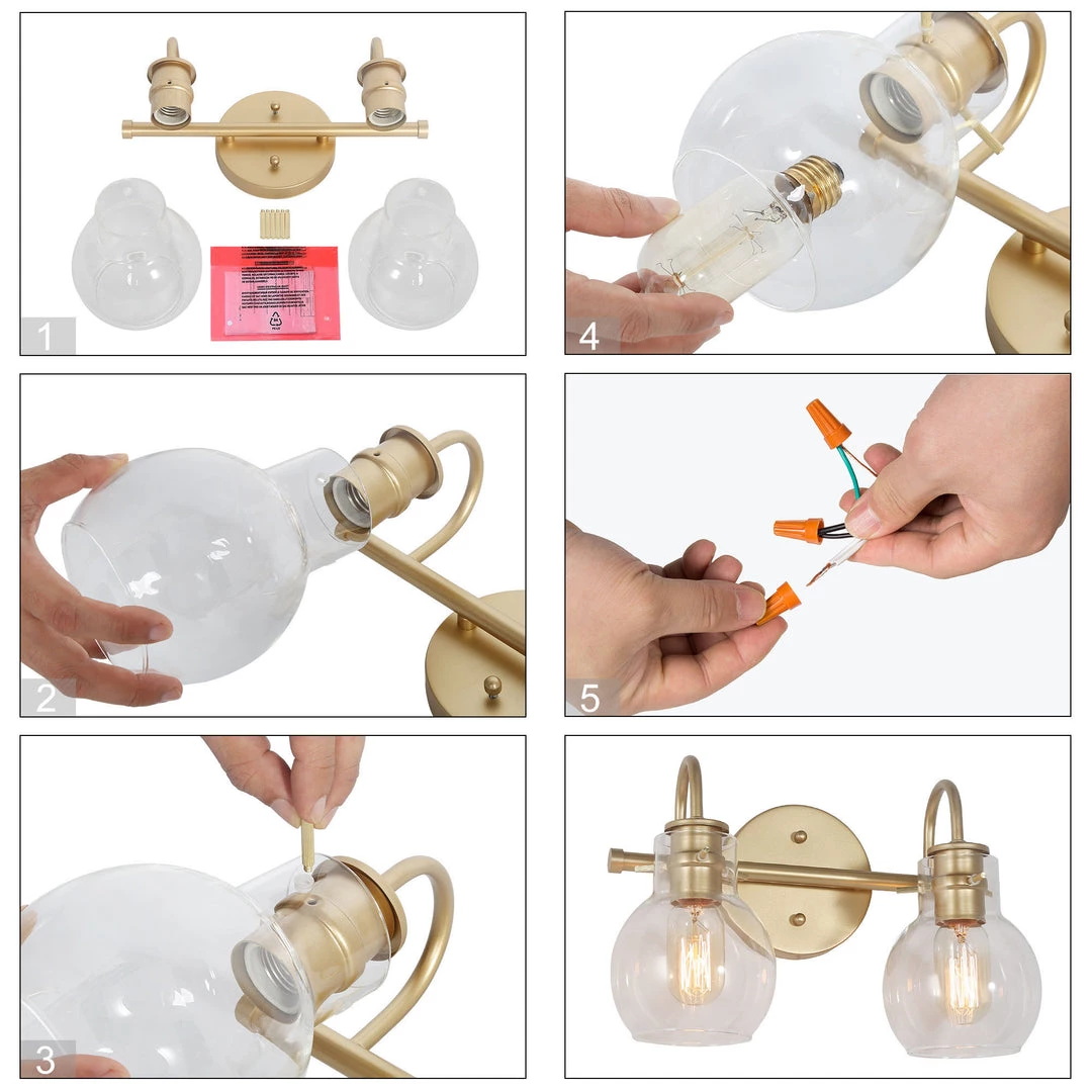 Hot Sale LNC Modern Gold Bathroom Light-2 Lights 11 Hot Sale LNC Modern Gold Bathroom Light-2 Lights