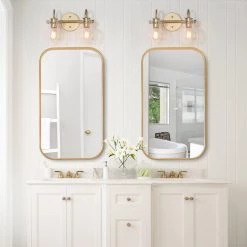 Hot Sale LNC Modern Gold Bathroom Light-2 Lights