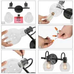 Google LNC Modern Black Bathroom Light-2 Lights