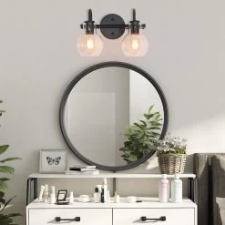 Google LNC Modern Black Bathroom Light-2 Lights