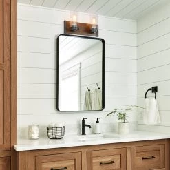 LNC Rustic Wood Retro Wall Sconce-2 Lights