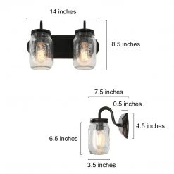 LNC Modern Black Vanity Light-2 Light