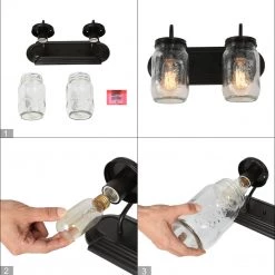 LNC Modern Black Vanity Light-2 Light