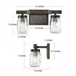 Hot Sale LNC Mason Jar Vanity Light-2 Lights