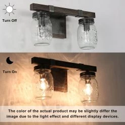 Hot Sale LNC Mason Jar Vanity Light-2 Lights