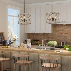 Bedroom Lights LNC Farmhouse Vintage Semi-flush Light-3 Lights