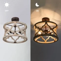 LNC Farmhouse Round Lantern Chandelier-3 Lights