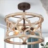 LNC Farmhouse Round Lantern Chandelier-3 Lights