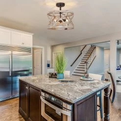 LNC Farmhouse Round Lantern Chandelier-3 Lights