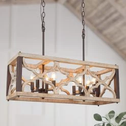 LNC Rustic Farmhouse Kitchen Island Light-6 Lights Chandeliers