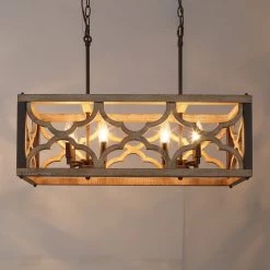 LNC Rustic Farmhouse Kitchen Island Light-6 Lights Chandeliers