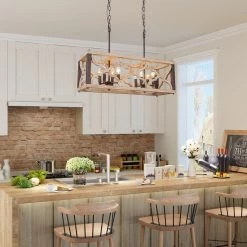 LNC Rustic Farmhouse Kitchen Island Light-6 Lights Chandeliers