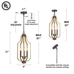 LNC Farmhouse Vintage Lantern Fixture-3 Lights Chandeliers