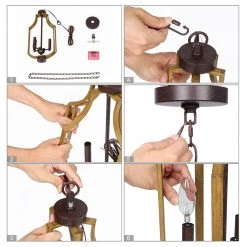 LNC Farmhouse Vintage Lantern Fixture-3 Lights Chandeliers