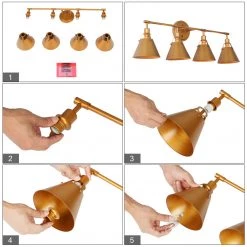 Modern LNC Vintage Gold Vanity Light-4 Lights