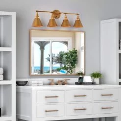 Modern LNC Vintage Gold Vanity Light-4 Lights
