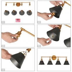 Modern Hot Sale LNC Silver Grey Fixture Vanity Light-4 Lights