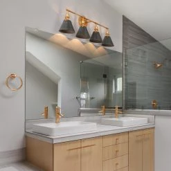 Modern Hot Sale LNC Silver Grey Fixture Vanity Light-4 Lights