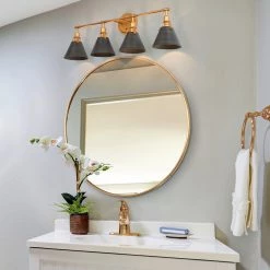 Modern Hot Sale LNC Silver Grey Fixture Vanity Light-4 Lights