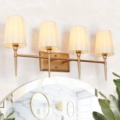 Lighting LNC Modern Milk Glass Shades Bathroom Light-4 Lights