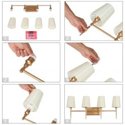 Lighting LNC Modern Milk Glass Shades Bathroom Light-4 Lights