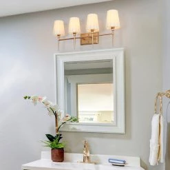 Lighting LNC Modern Milk Glass Shades Bathroom Light-4 Lights