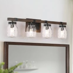 LNC Farmhouse Mason Jar Vanity Light-4 Lights