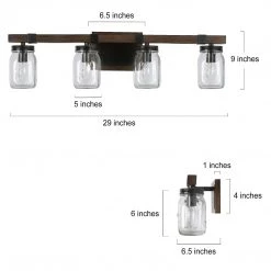 LNC Farmhouse Mason Jar Vanity Light-4 Lights