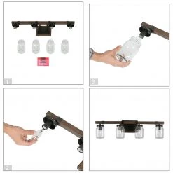 LNC Farmhouse Mason Jar Vanity Light-4 Lights