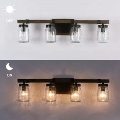 LNC Farmhouse Mason Jar Vanity Light-4 Lights