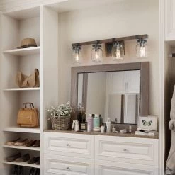 LNC Farmhouse Mason Jar Vanity Light-4 Lights