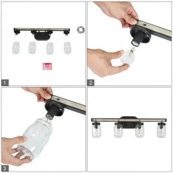 Lighting LNC Rustic Mason Jar Vanity Light-4 Lights