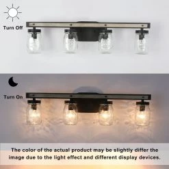 Lighting LNC Rustic Mason Jar Vanity Light-4 Lights