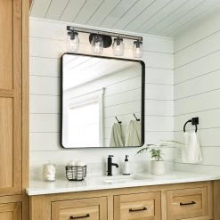 Lighting LNC Rustic Mason Jar Vanity Light-4 Lights