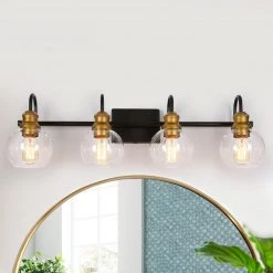 Modern Hot Sale LNC Minimalist Linear Glass Bronze Wall Lamp - 4 Lights