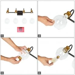 Modern Hot Sale LNC Minimalist Linear Glass Bronze Wall Lamp - 4 Lights