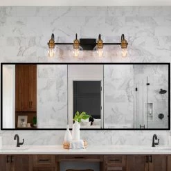 Modern Hot Sale LNC Minimalist Linear Glass Bronze Wall Lamp - 4 Lights