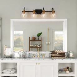 Modern Hot Sale LNC Minimalist Linear Glass Bronze Wall Lamp - 4 Lights